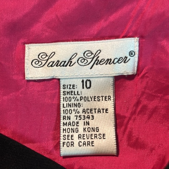 Vintage Sara Spencer embroidered black dress with pink flowers size 10 - Picture 5 of 8